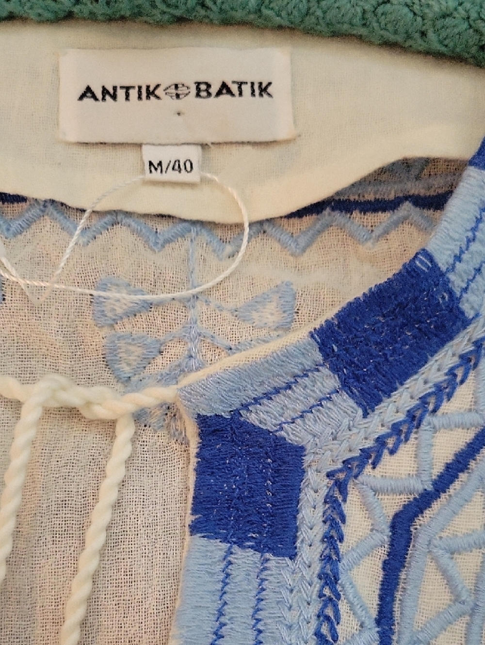 Antik Batik Tunic White & Blue Embroidery Ava Blouse - Picture 6 of 9